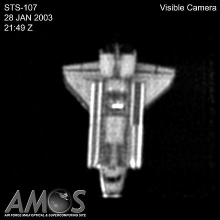 Space Shuttle Columbia Satellite View by AMOS